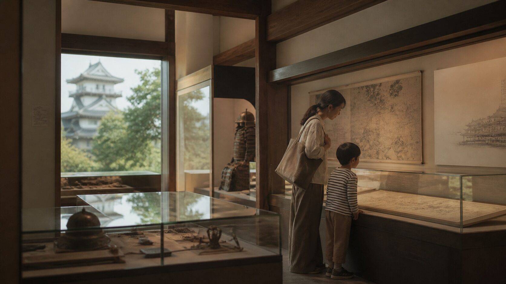 岩崎城址公園の展望と散策路