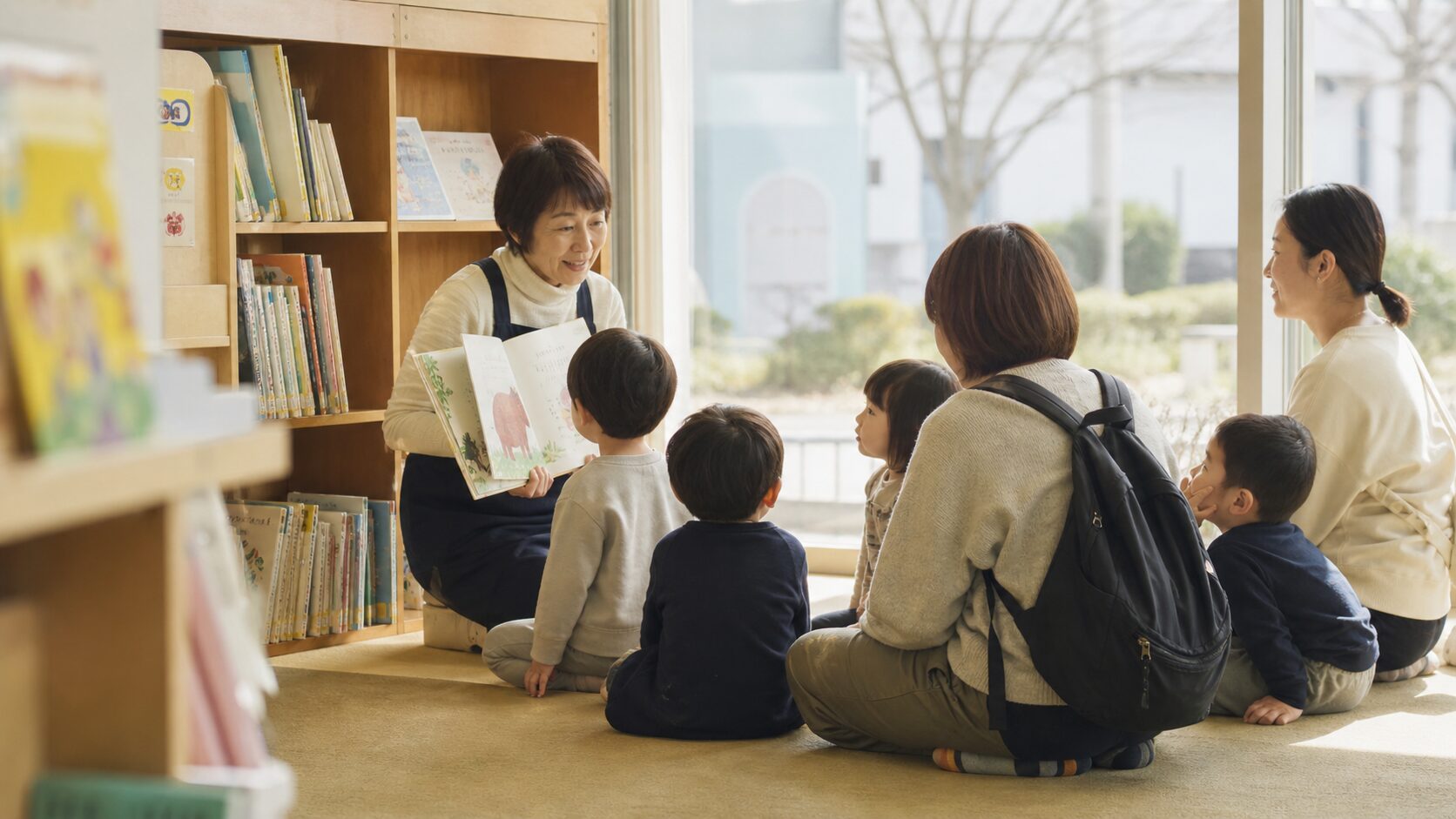 いこまい館の図書館で読み聞かせ会
